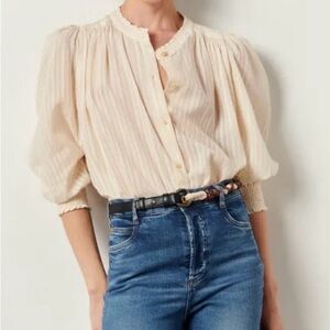 Sessun Amalia Blouse In Sand Cream Size XS